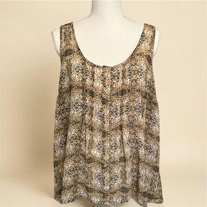 Torrid Leopard Tan & Black Cheetah Print Semi Sheer Tulip Tank Sz 1X